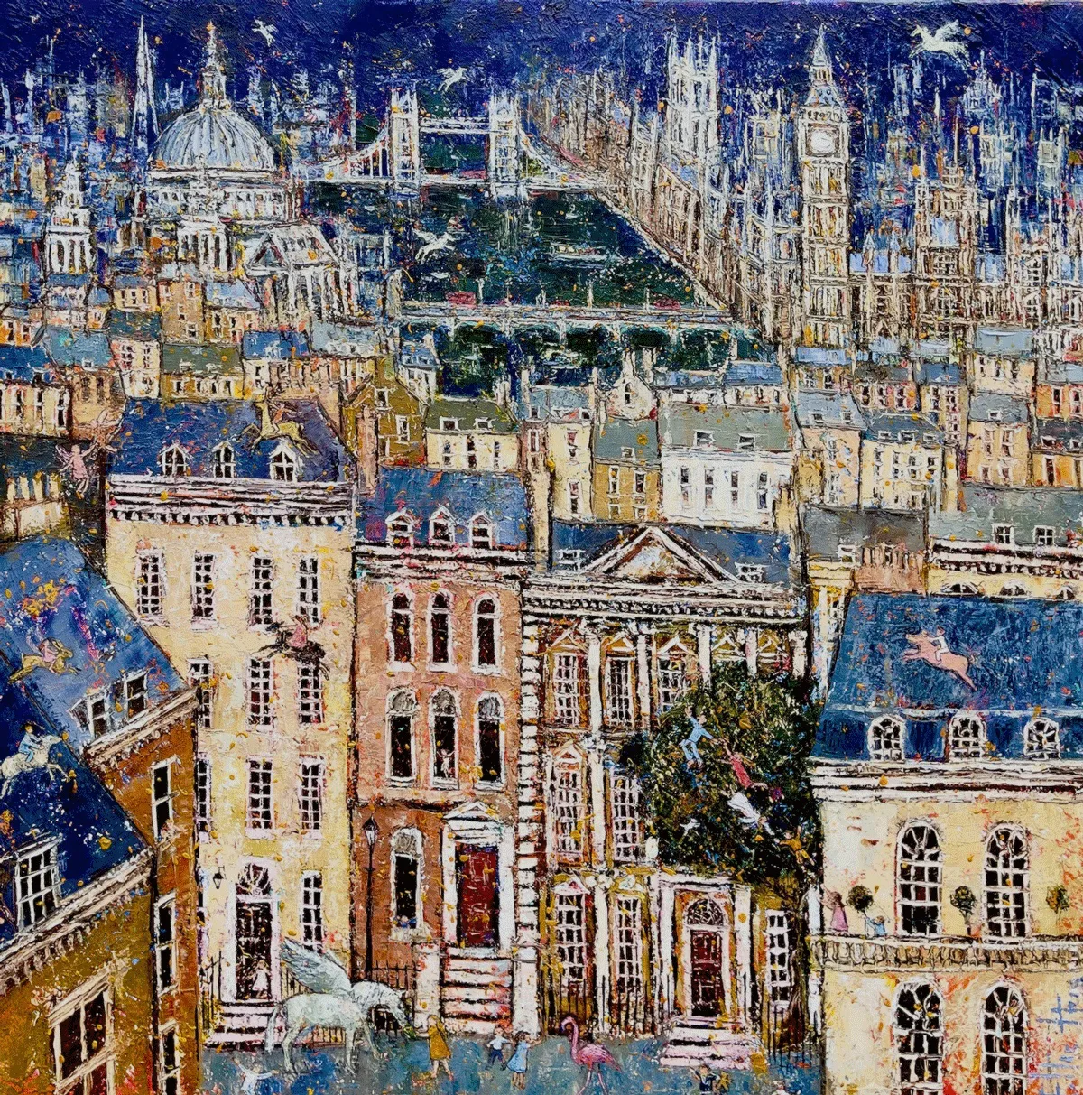 Night Flight over London by Ellie Hesse – Oil on Canvas by Ellie Hesse