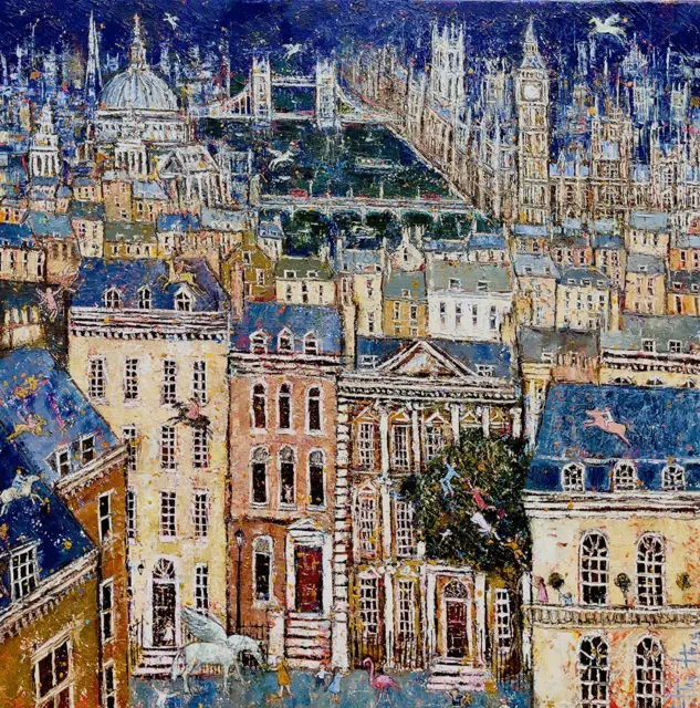 Night Flight over London by Ellie Hesse – Oil on Canvas by Ellie Hesse