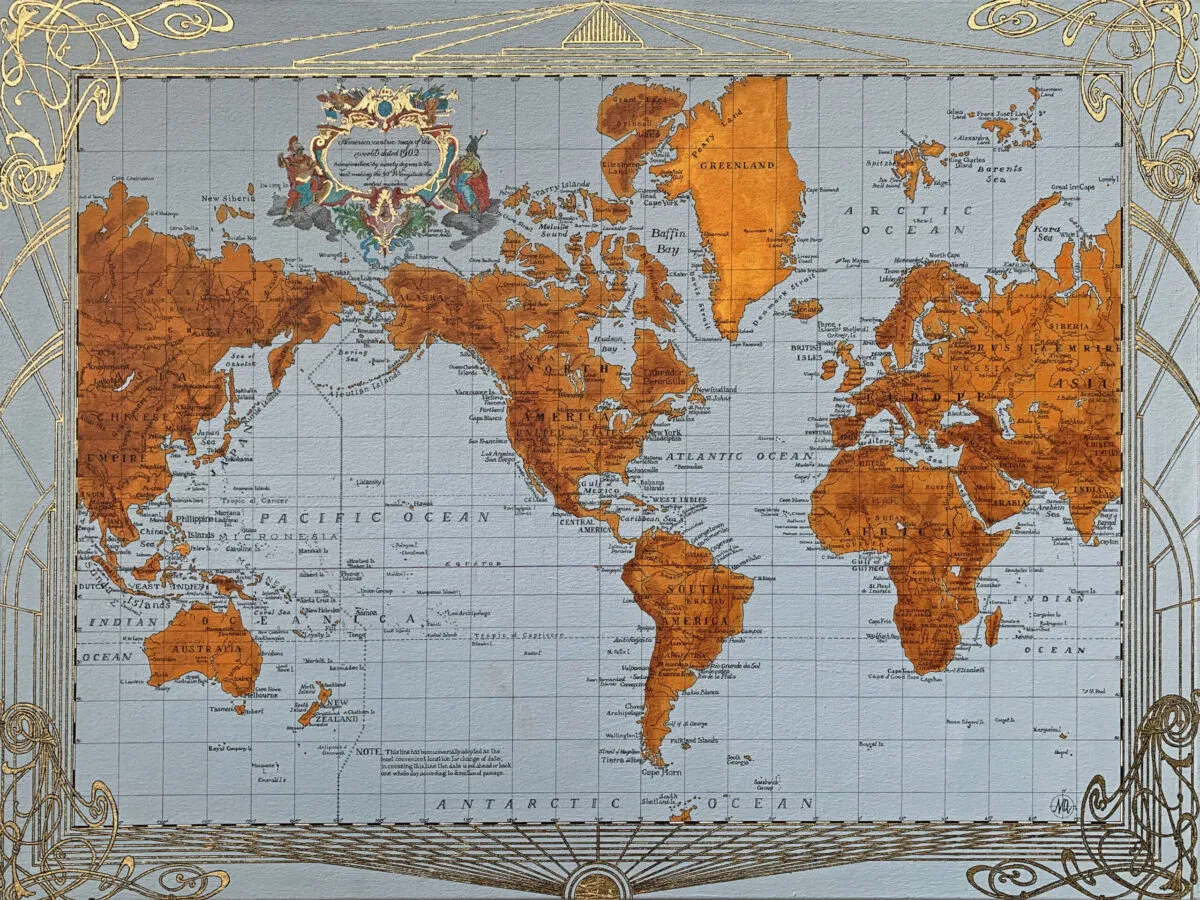 1902 Americacentric Map of the World by Marco Araldi