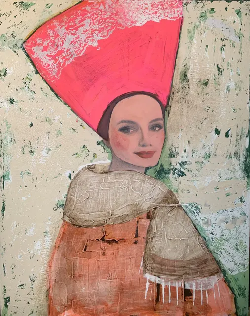 Woman with Pink Headdress by Nicolle Menegaldo