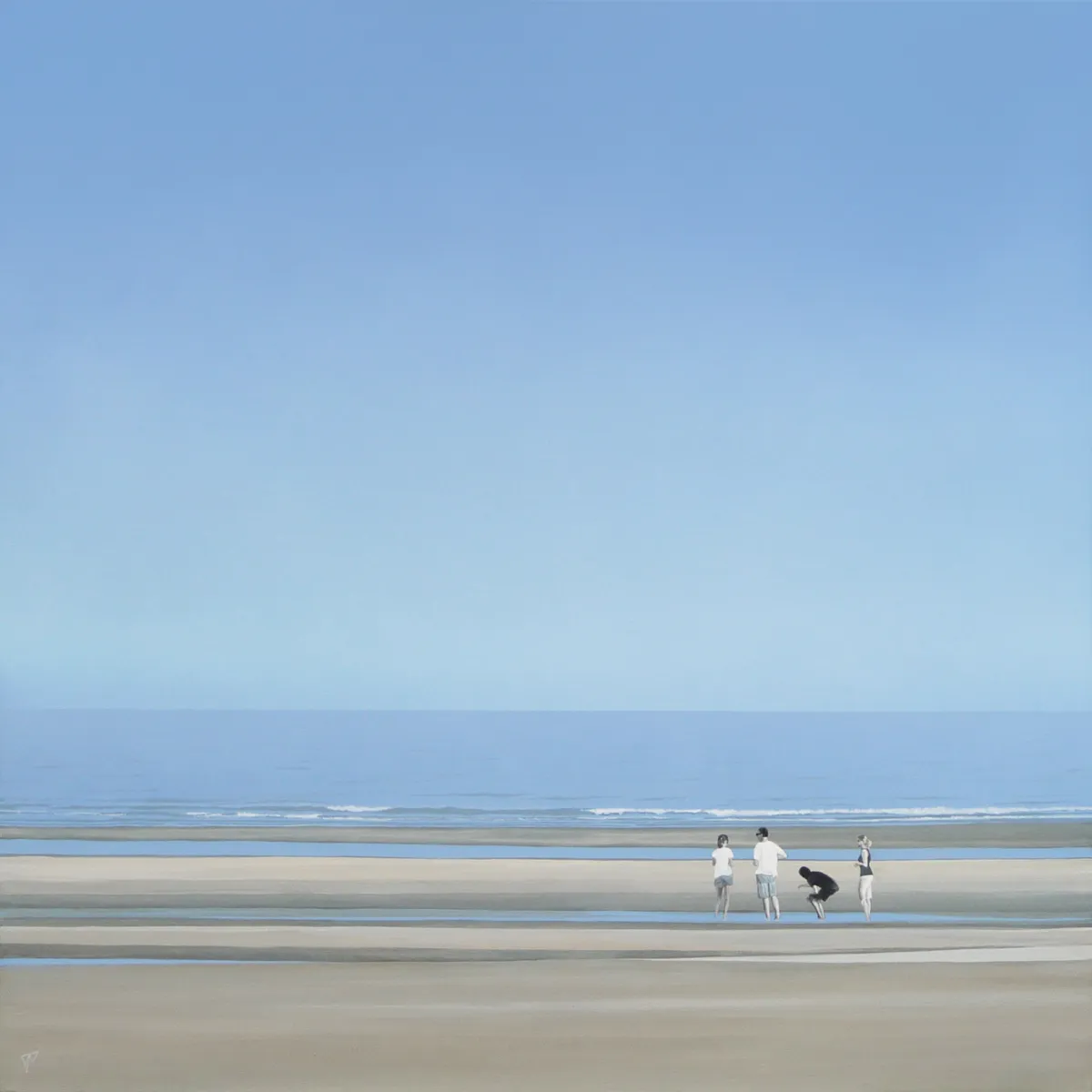 Four Go Paddling in Camber Sands by Terry Watts RBA
