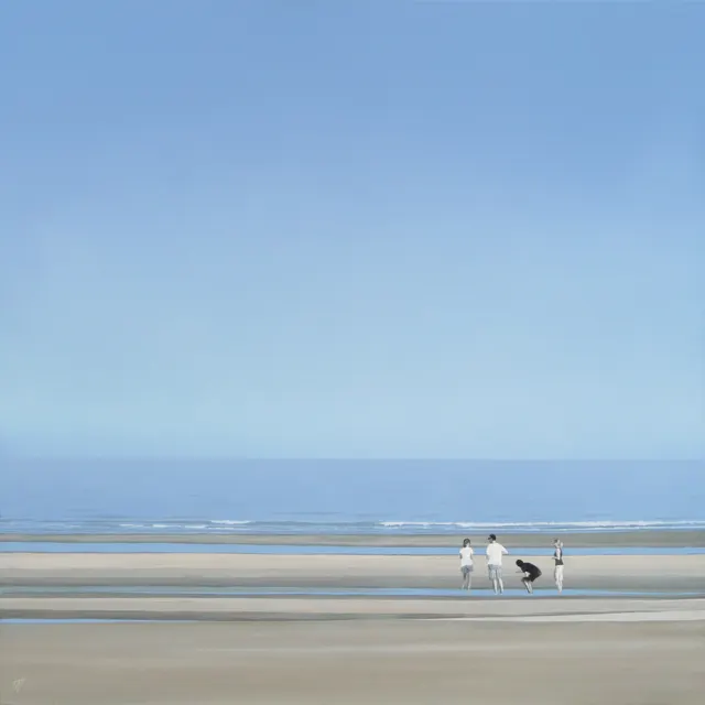 Four Go Paddling in Camber Sands by Terry Watts RBA