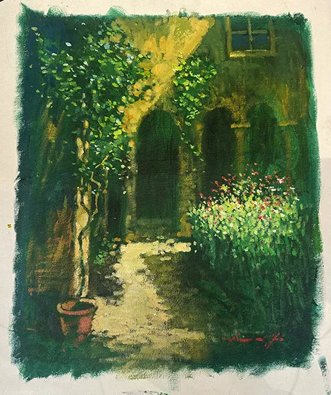 Tranquil Light Cloisters, St Remy, France by David Hinchliffe