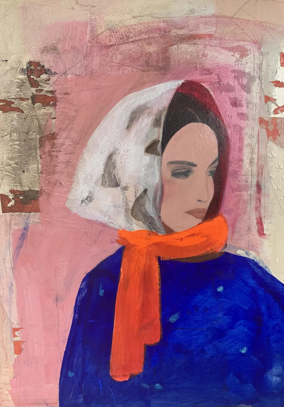 Woman in Blue with Headscarf by Nicolle Menegaldo